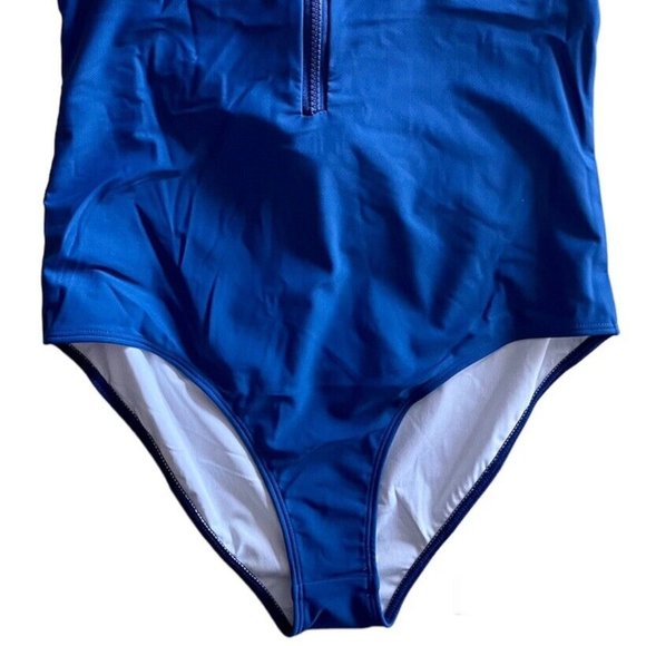 Paper London Inagua Halter Neck Zipper One Piece Striped Swimsuit Size L - Picture 6 of 8